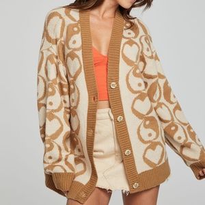 Chaser Vibe Cardigan - Latte , size small , Yin Yang Hearts NWT